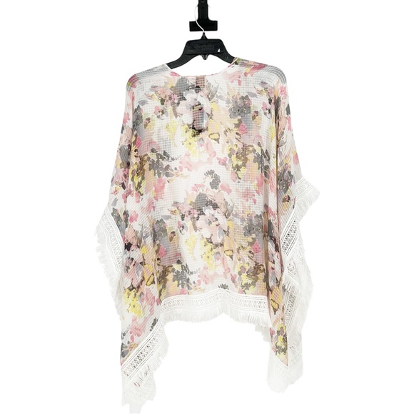 NWT Belk Floral Lightweight Sheer Open Cardigan Kimono Swim Cover Up OSFM - Picture 2 of 4
